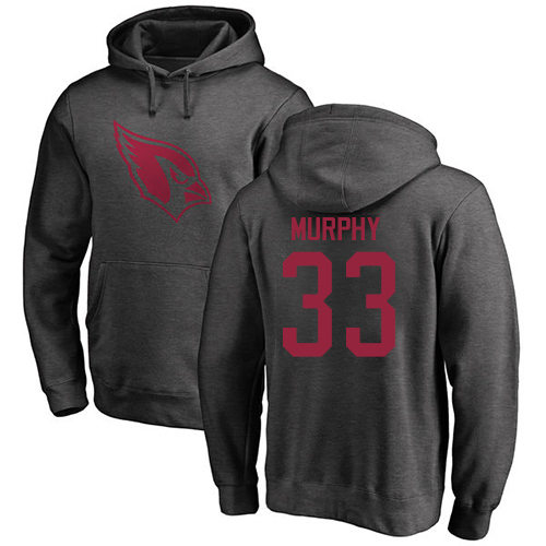 Arizona Cardinals Men Ash Byron Murphy One Color NFL Football #33 Pullover Hoodie Sweatshirts